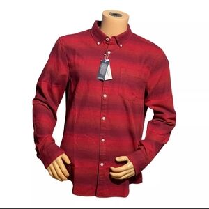 New Men's Large Penguin Red Plaid Button-Up Shirt
